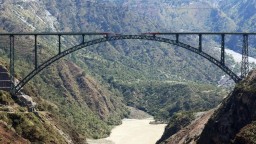 J-K: 750-metre-long tricolour displayed on world's highest railway bridge on Chenab River